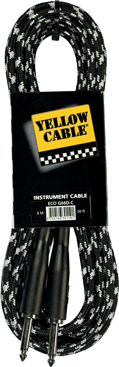 Yellow Cable Gitarkabel G66DG MOLDED J/MOLDED J GREY/BLACK 20FT/10M