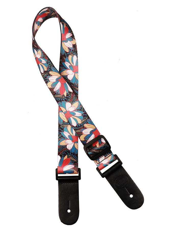 Gaucho Standard Series ukulele strap with multicolor flowers